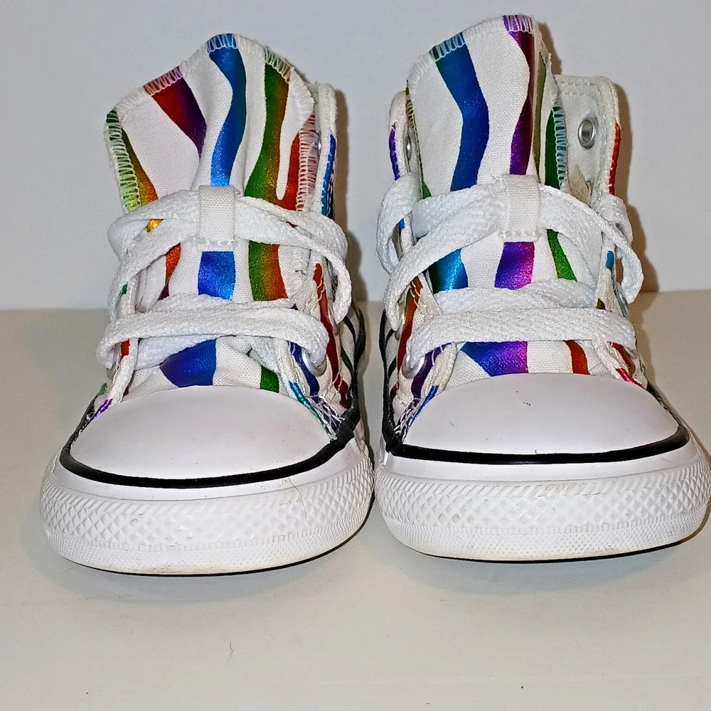Converse‎ Girls Sneakers Infant Size 6 High Top Rainbow Stripe Kidcore 767603F